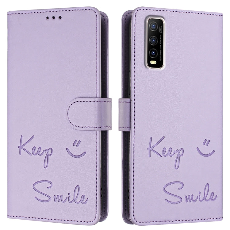 For vivo Y70S Smile Embossing RFID Leather Phone Case