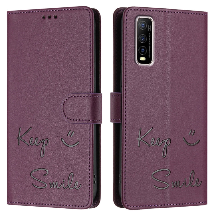 For vivo Y70S Smile Embossing RFID Leather Phone Case