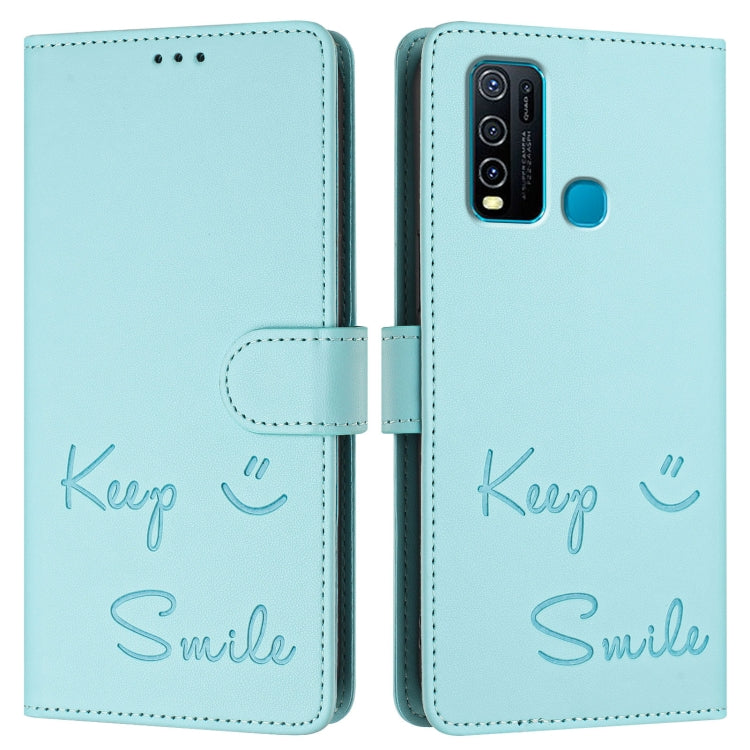 For vivo Y30 4G Global  Smile Embossing RFID Leather Phone Case