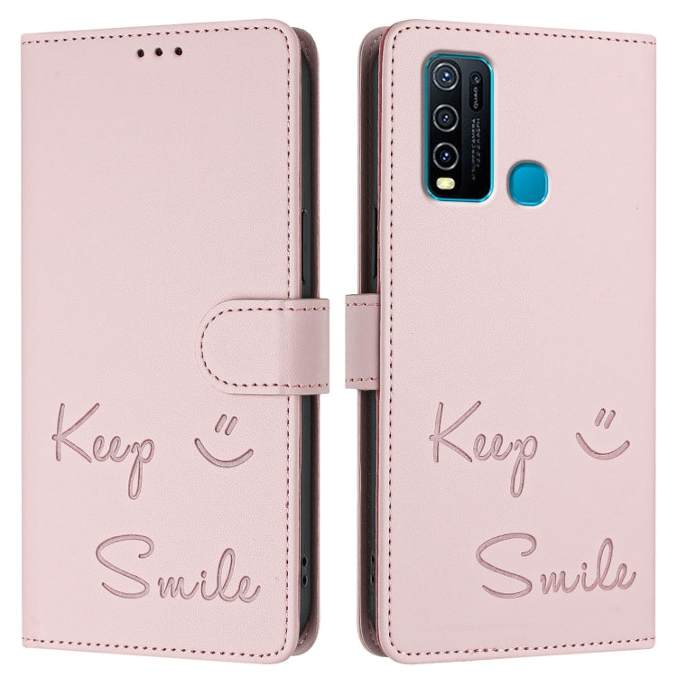 For vivo Y30 4G Global  Smile Embossing RFID Leather Phone Case