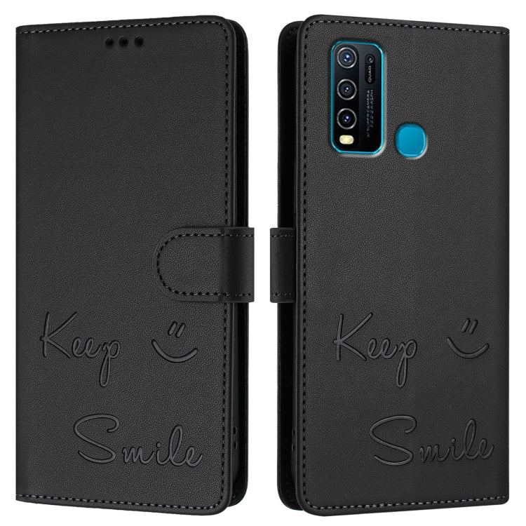 For vivo Y30 4G Global  Smile Embossing RFID Leather Phone Case