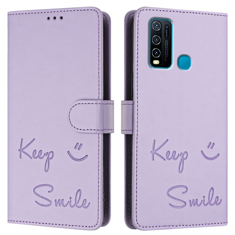 For vivo Y30 4G Global  Smile Embossing RFID Leather Phone Case