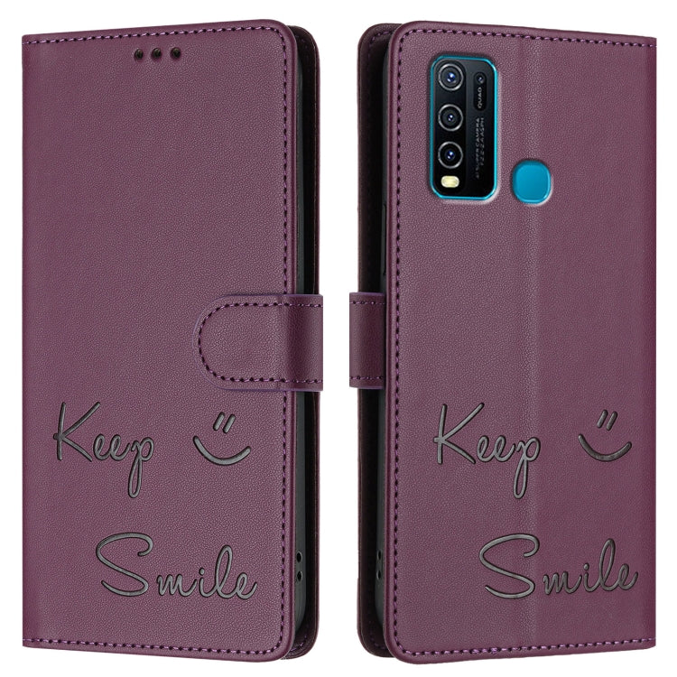 For vivo Y30 4G Global  Smile Embossing RFID Leather Phone Case