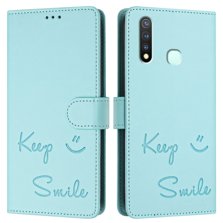For vivo Y19 / U3 / Y5S / Z5i / U20 Smile Embossing RFID Leather Phone Case