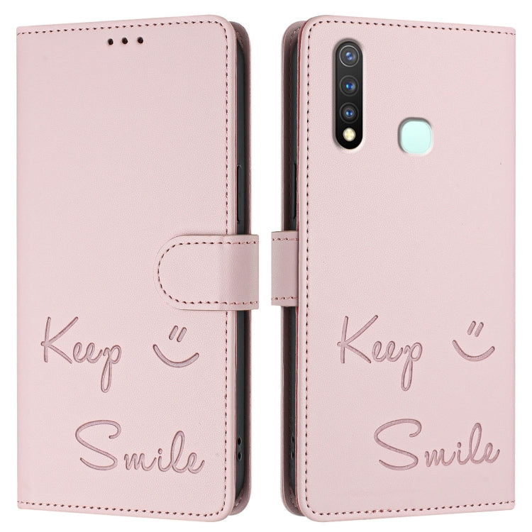 For vivo Y19 / U3 / Y5S / Z5i / U20 Smile Embossing RFID Leather Phone Case