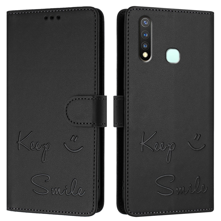 For vivo Y19 / U3 / Y5S / Z5i / U20 Smile Embossing RFID Leather Phone Case