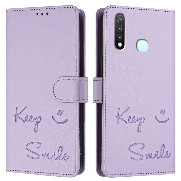 For vivo Y19 / U3 / Y5S / Z5i / U20 Smile Embossing RFID Leather Phone Case