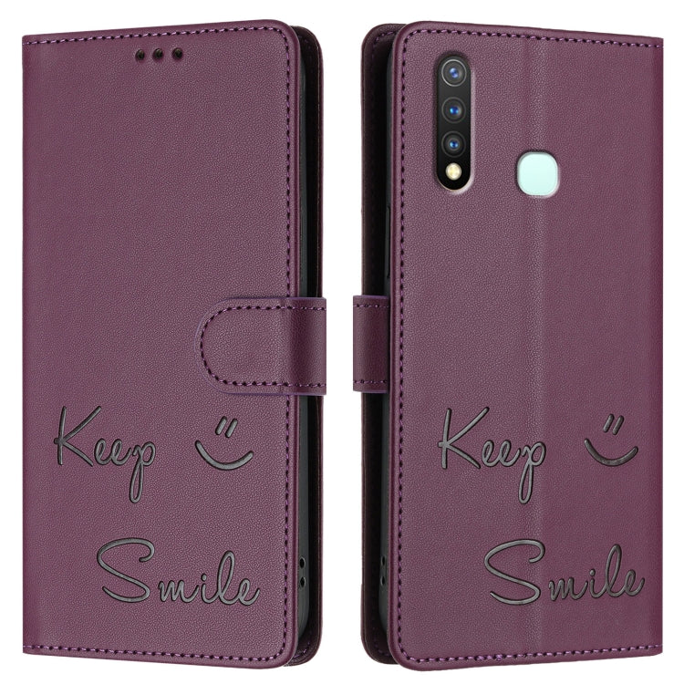For vivo Y19 / U3 / Y5S / Z5i / U20 Smile Embossing RFID Leather Phone Case