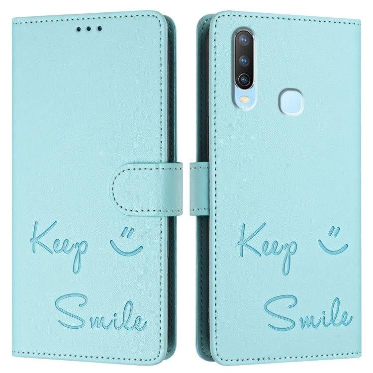 For vivo Y17 / Y15 / Y12 / Y11 Smile Embossing RFID Leather Phone Case