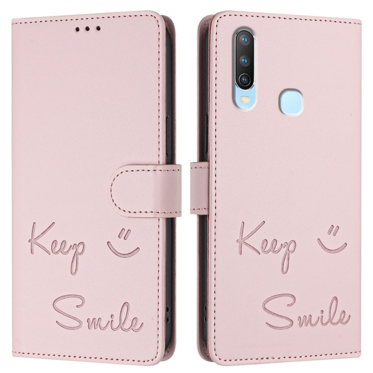 For vivo Y17 / Y15 / Y12 / Y11 Smile Embossing RFID Leather Phone Case
