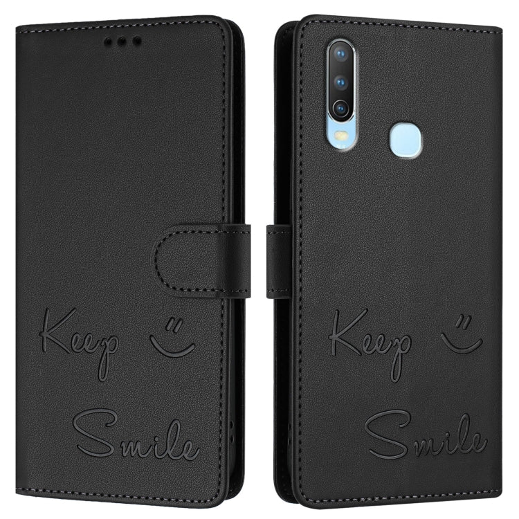 For vivo Y17 / Y15 / Y12 / Y11 Smile Embossing RFID Leather Phone Case