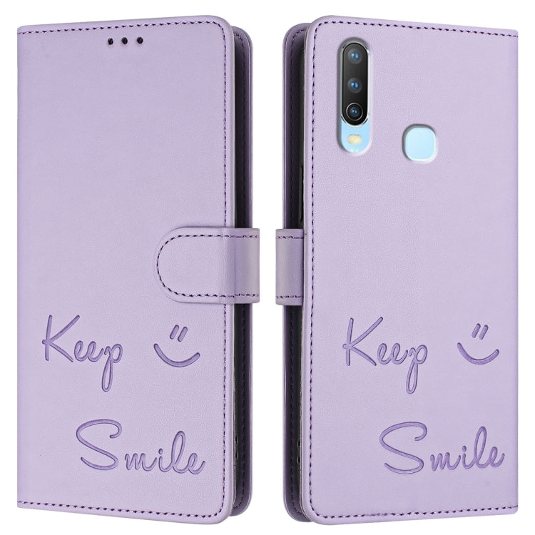 For vivo Y17 / Y15 / Y12 / Y11 Smile Embossing RFID Leather Phone Case