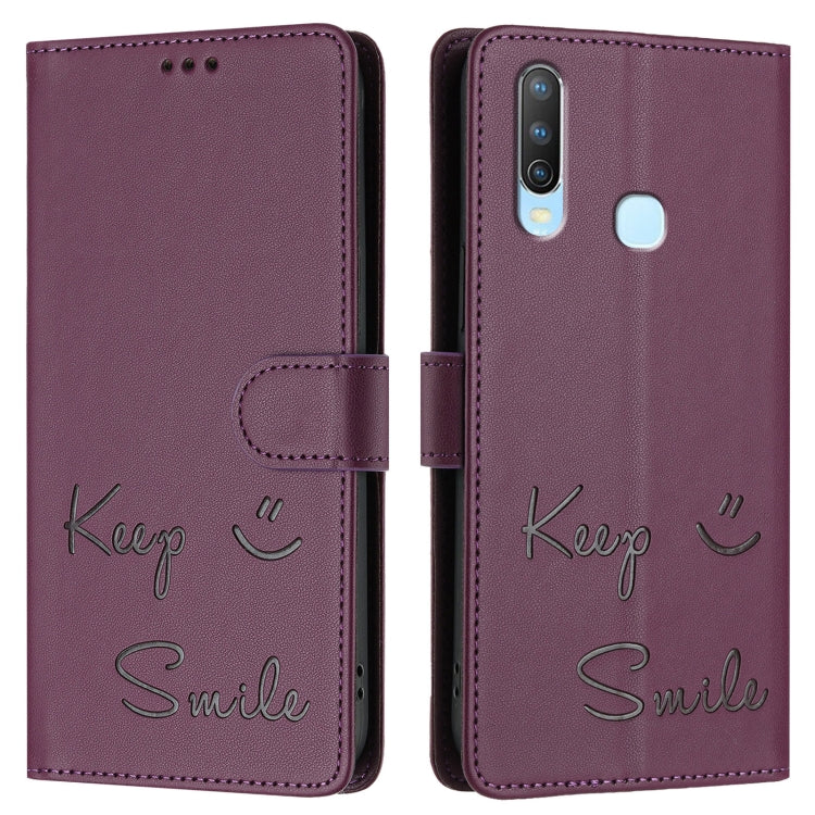 For vivo Y17 / Y15 / Y12 / Y11 Smile Embossing RFID Leather Phone Case