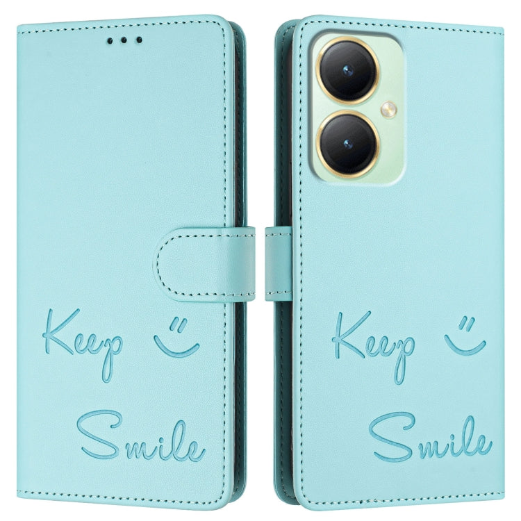 For vivo Y27 4G 2023 Global Smile Embossing RFID Leather Phone Case