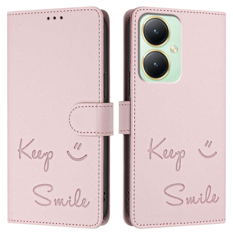 For vivo Y27 4G 2023 Global Smile Embossing RFID Leather Phone Case