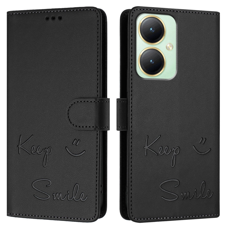 For vivo Y27 4G 2023 Global Smile Embossing RFID Leather Phone Case