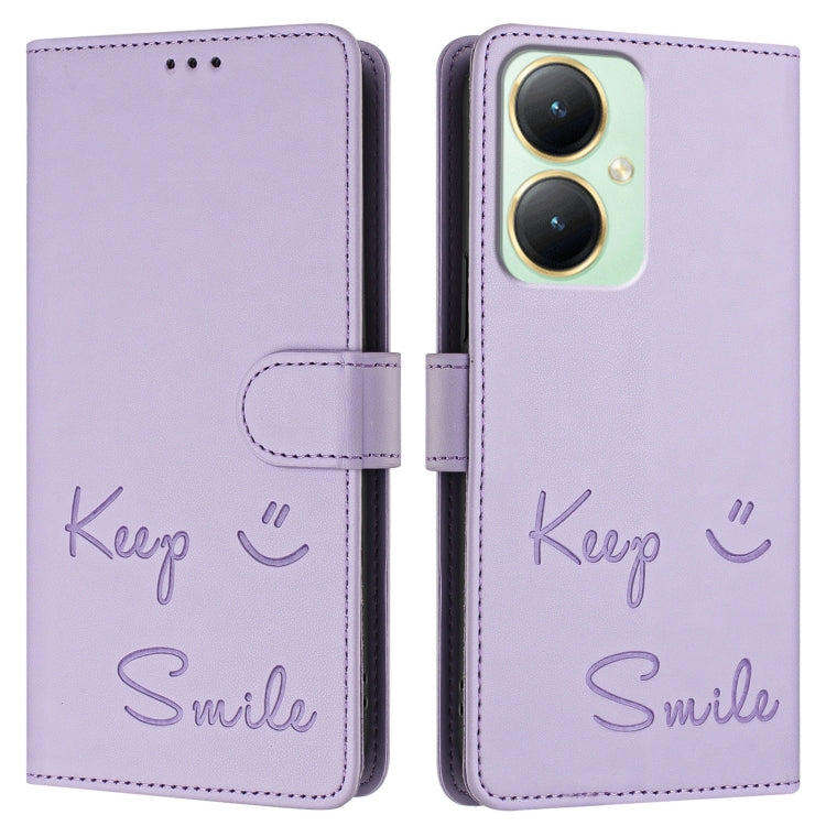 For vivo Y27 4G 2023 Global Smile Embossing RFID Leather Phone Case