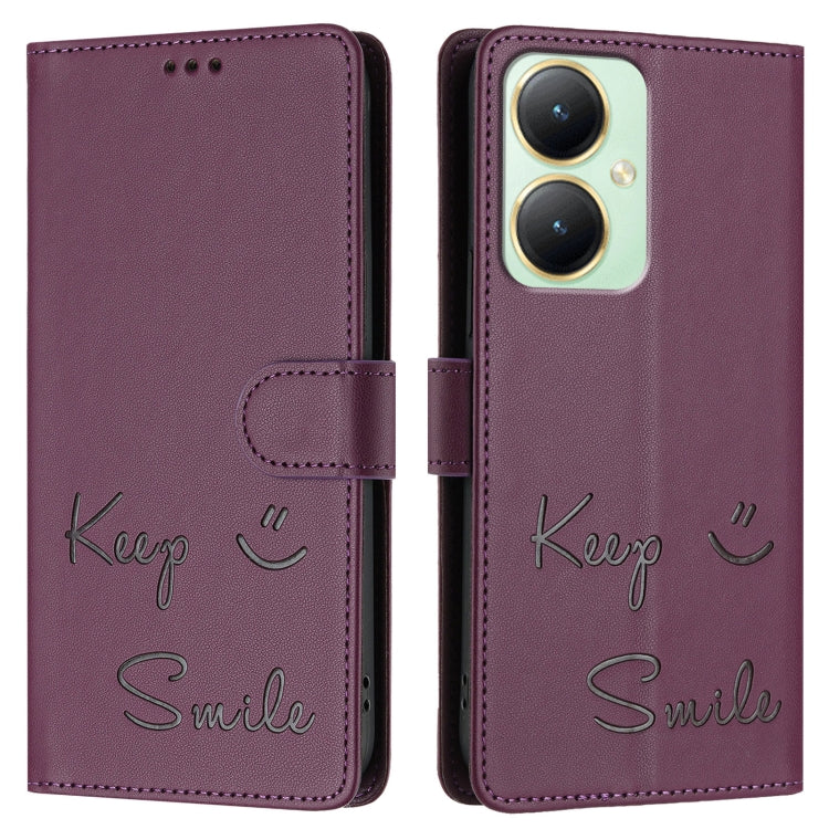 For vivo Y27 4G 2023 Global Smile Embossing RFID Leather Phone Case
