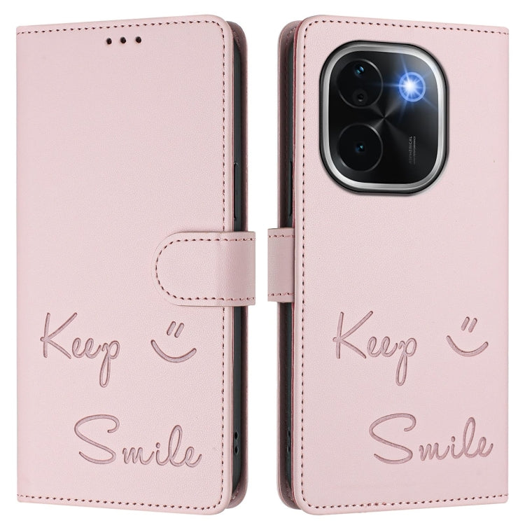 For vivo iQOO Z9s Pro 5G India Smile Embossing RFID Leather Phone Case
