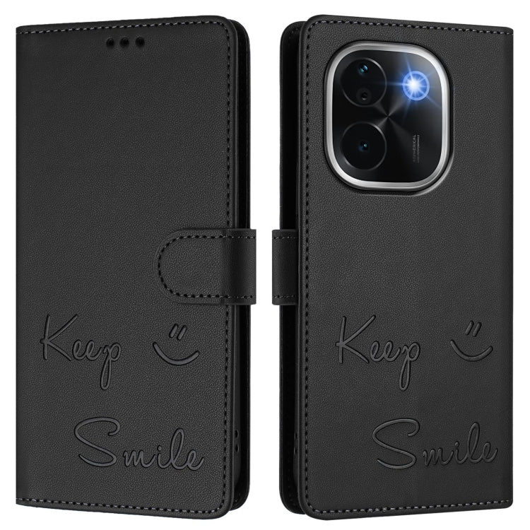 For vivo iQOO Z9s Pro 5G India Smile Embossing RFID Leather Phone Case