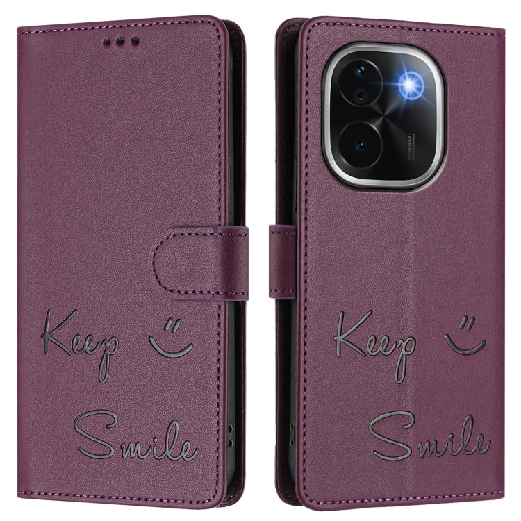 For vivo iQOO Z9s Pro 5G India Smile Embossing RFID Leather Phone Case