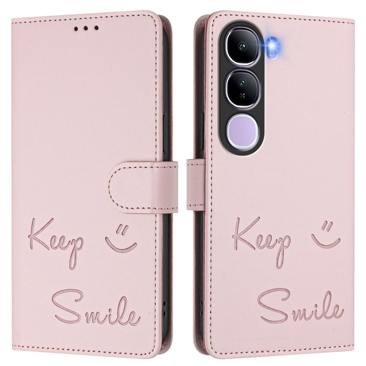 For vivo V40 Lite 5G IDN Smile Embossing RFID Leather Phone Case