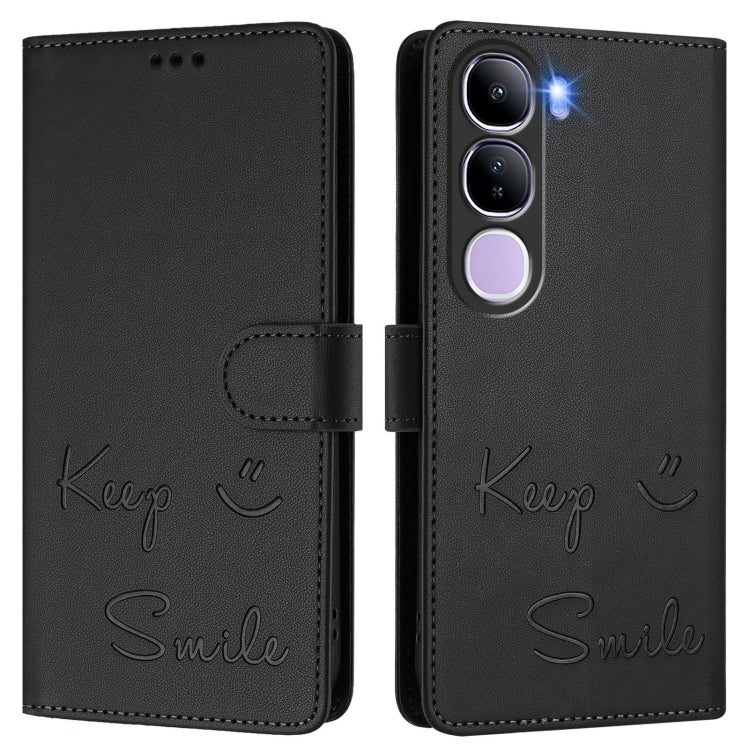For vivo V40 Lite 5G IDN Smile Embossing RFID Leather Phone Case