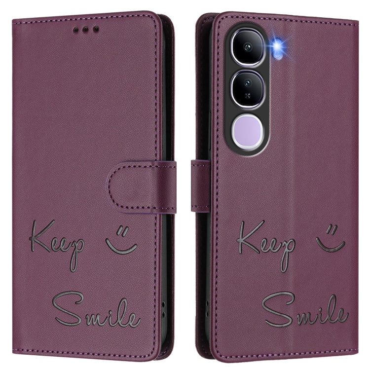 For vivo V40 Lite 5G IDN Smile Embossing RFID Leather Phone Case