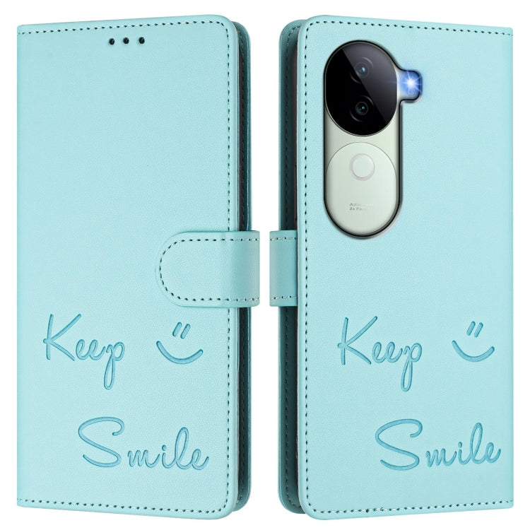 For vivo V40e 5G India Smile Embossing RFID Leather Phone Case