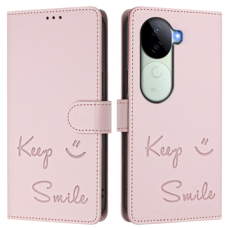 For vivo V40e 5G India Smile Embossing RFID Leather Phone Case