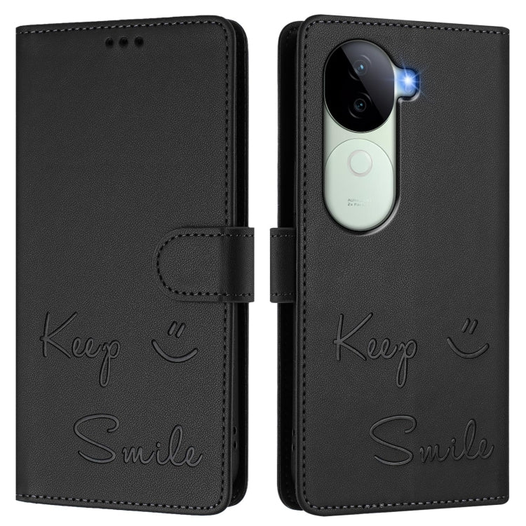 For vivo V40e 5G India Smile Embossing RFID Leather Phone Case