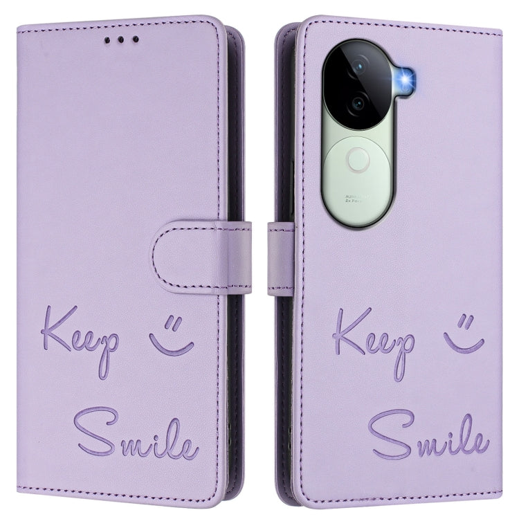 For vivo V40e 5G India Smile Embossing RFID Leather Phone Case