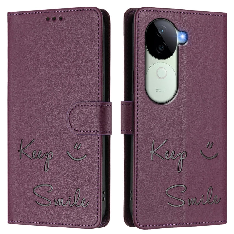 For vivo V40e 5G India Smile Embossing RFID Leather Phone Case