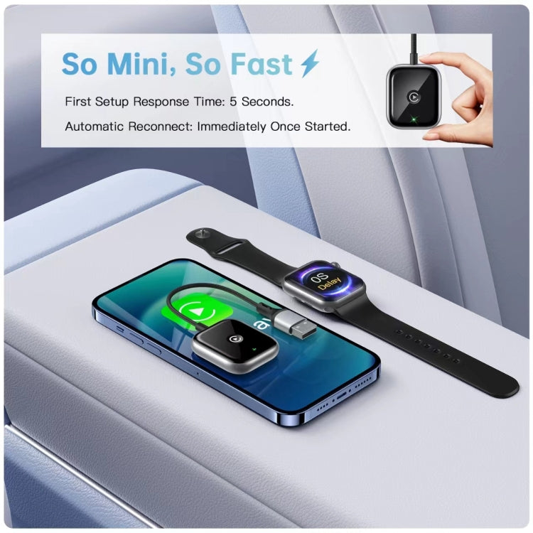 For iPhone Car Apple CarPlay Box Wired to Wireless Adapter - Black