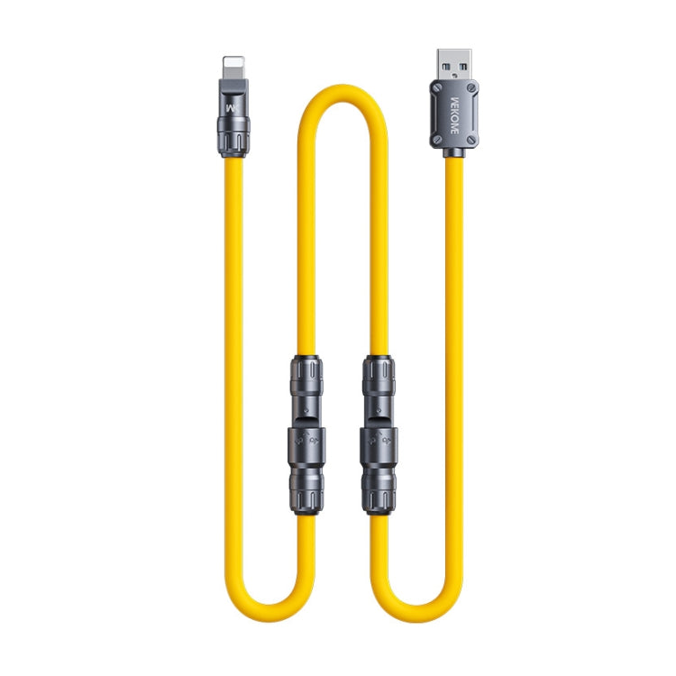 WK WDC-20 Mecha Series Silicone 1.4m 65W 4-in-1 Fast Charging Data Cable - Yellow