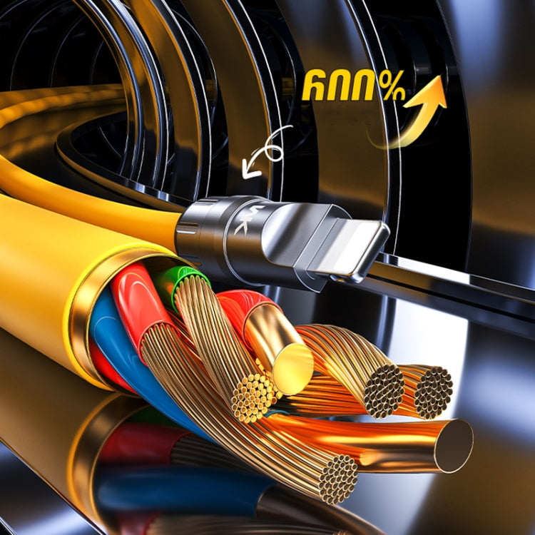 WK WDC-20 Mecha Series Silicone 1.4m 65W 4-in-1 Fast Charging Data Cable - Yellow