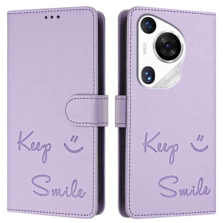 For Huawei Pura 70 Pro Smile Embossing RFID Leather Phone Case