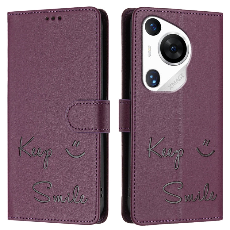 For Huawei Pura 70 Pro Smile Embossing RFID Leather Phone Case
