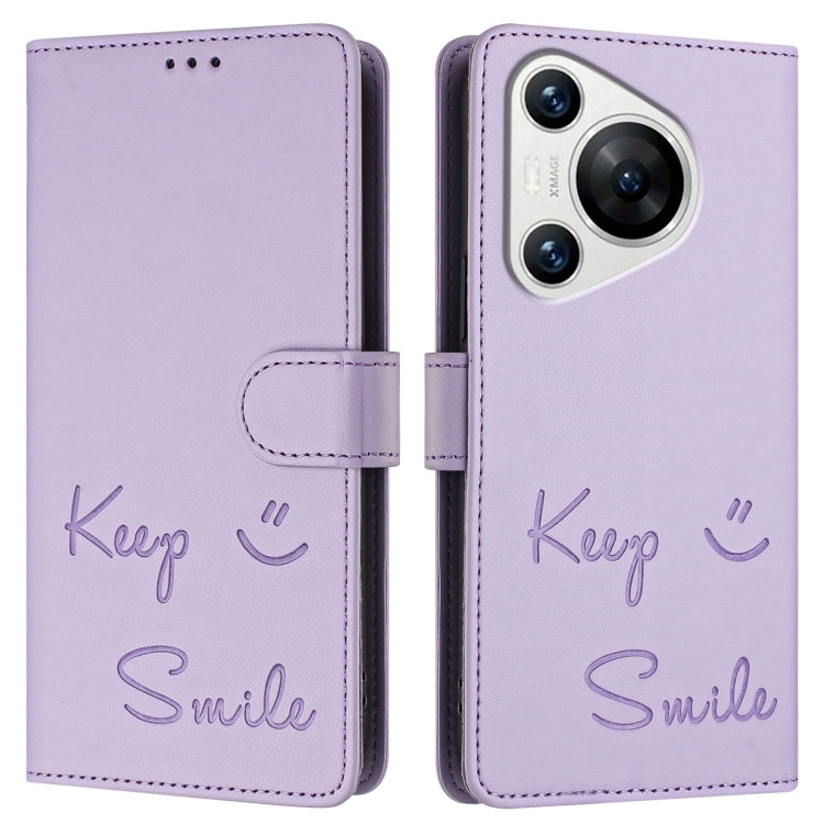 For Huawei Pura 70 Smile Embossing RFID Leather Phone Case