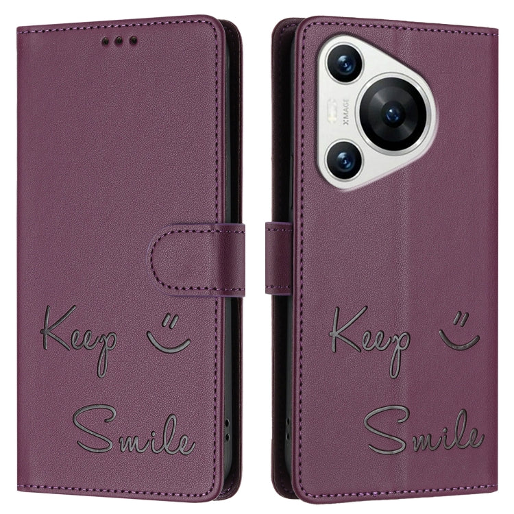 For Huawei Pura 70 Smile Embossing RFID Leather Phone Case