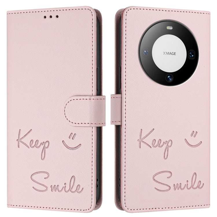 For Huawei Mate 60 Smile Embossing RFID Leather Phone Case