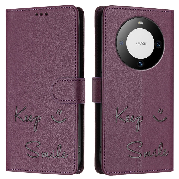 For Huawei Mate 60 Smile Embossing RFID Leather Phone Case