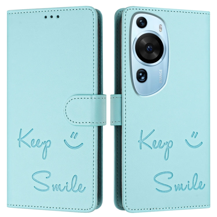 For Huawei P60 Art Smile Embossing RFID Leather Phone Case