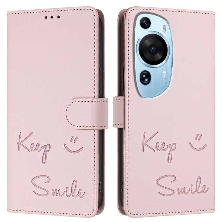 For Huawei P60 Art Smile Embossing RFID Leather Phone Case