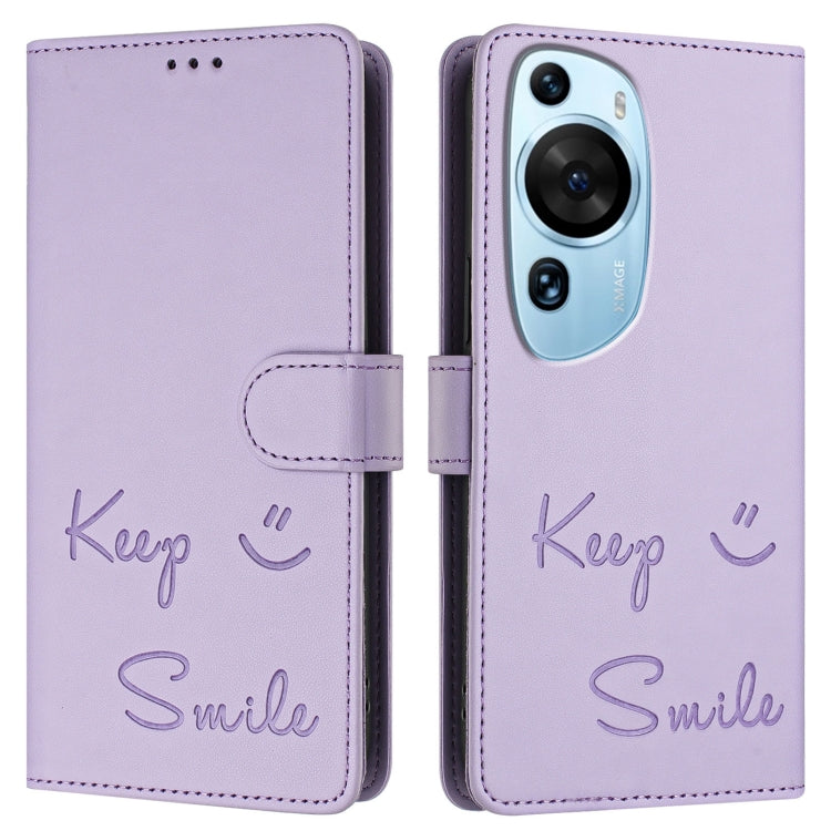 For Huawei P60 Art Smile Embossing RFID Leather Phone Case