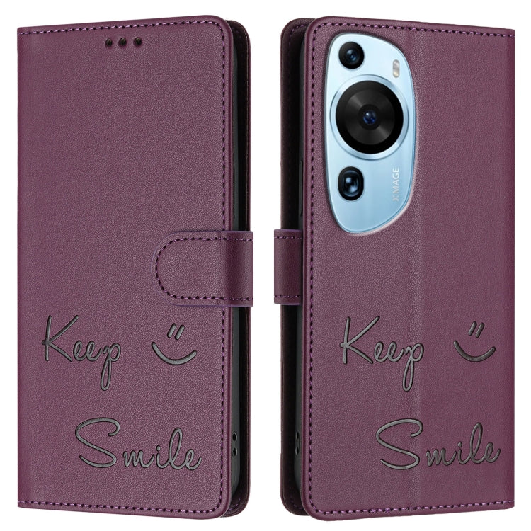 For Huawei P60 Art Smile Embossing RFID Leather Phone Case