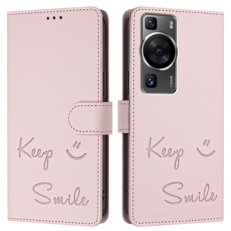 For Huawei P60 / P60 Pro Smile Embossing RFID Leather Phone Case