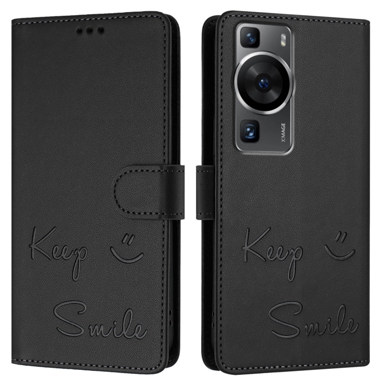 For Huawei P60 / P60 Pro Smile Embossing RFID Leather Phone Case