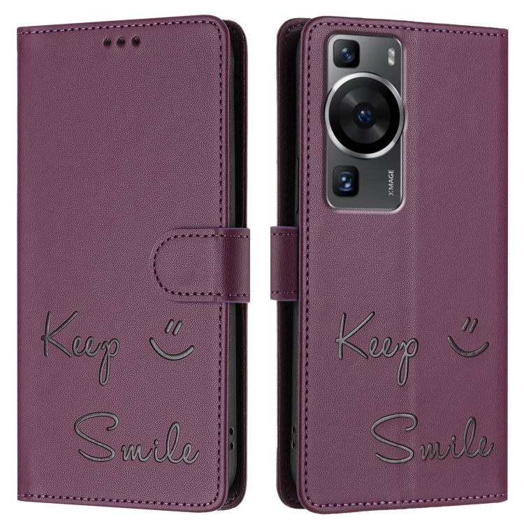 For Huawei P60 / P60 Pro Smile Embossing RFID Leather Phone Case