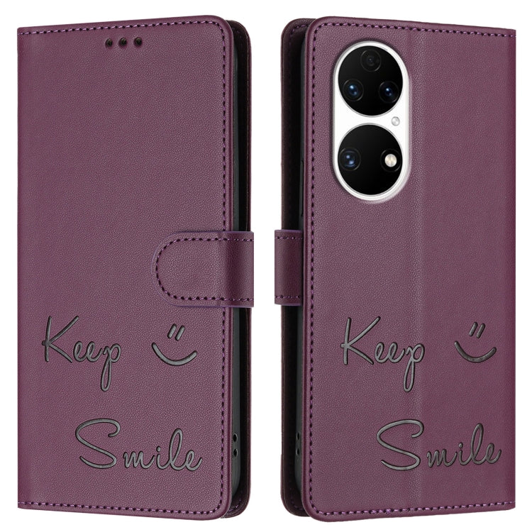 For Huawei Enjoy 50 Pro 4G Smile Embossing RFID Leather Phone Case